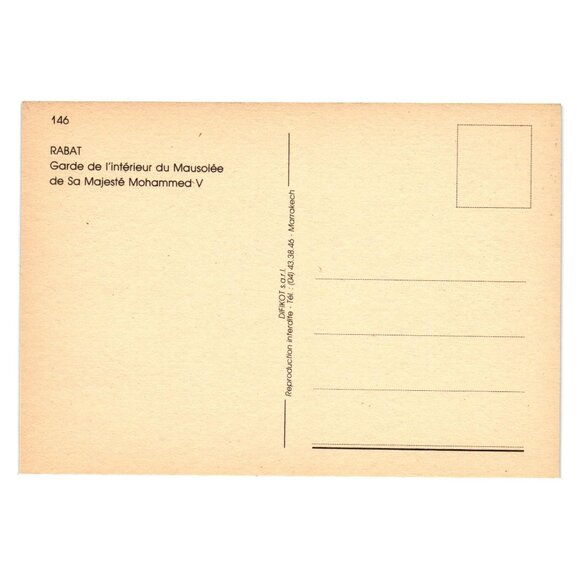 Vintage Moroccan Guard Postcard Mohammed V Mausoleum Rabat Printed Details Trip - Picture 2 of 2